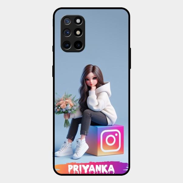 Girl With Flower Glossy Metal Case Cover For Oneplus 8T