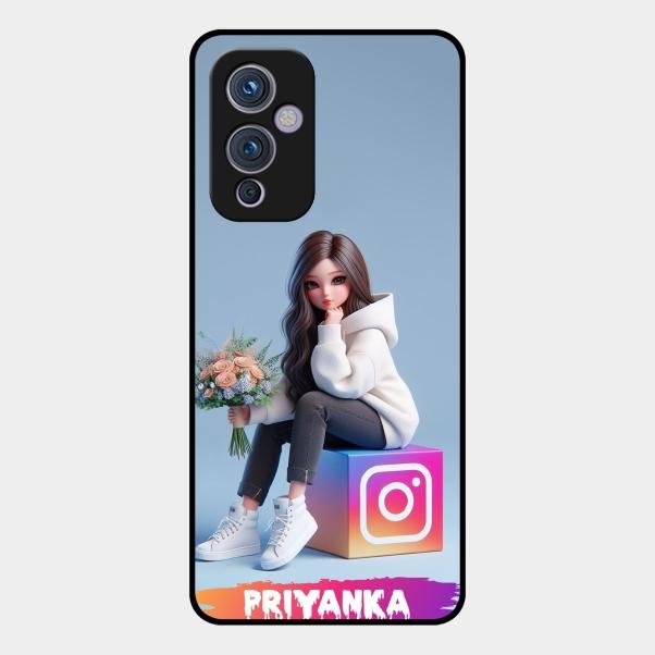 Girl With Flower Glossy Metal Case Cover For Oneplus 9 5G
