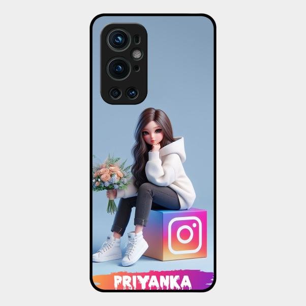 Girl With Flower Glossy Metal Case Cover For Oneplus 9 Pro 5G