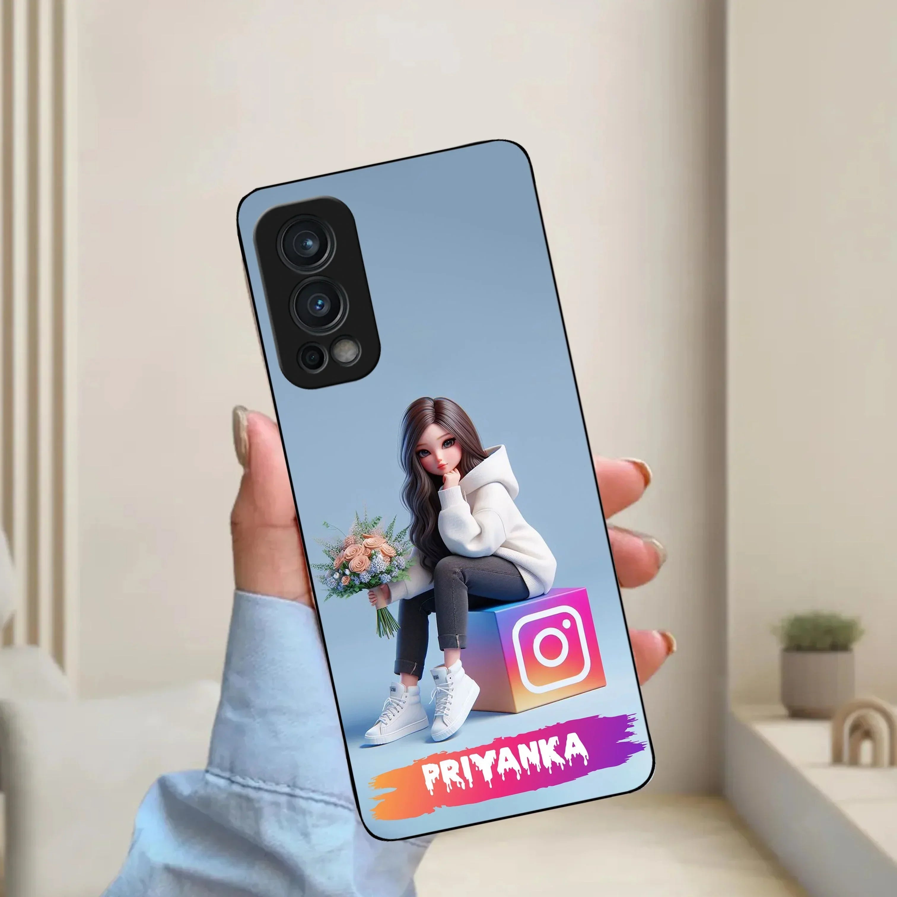 Girl With Flower Glossy Metal Case Cover For OnePlus - ShopOnCliQ