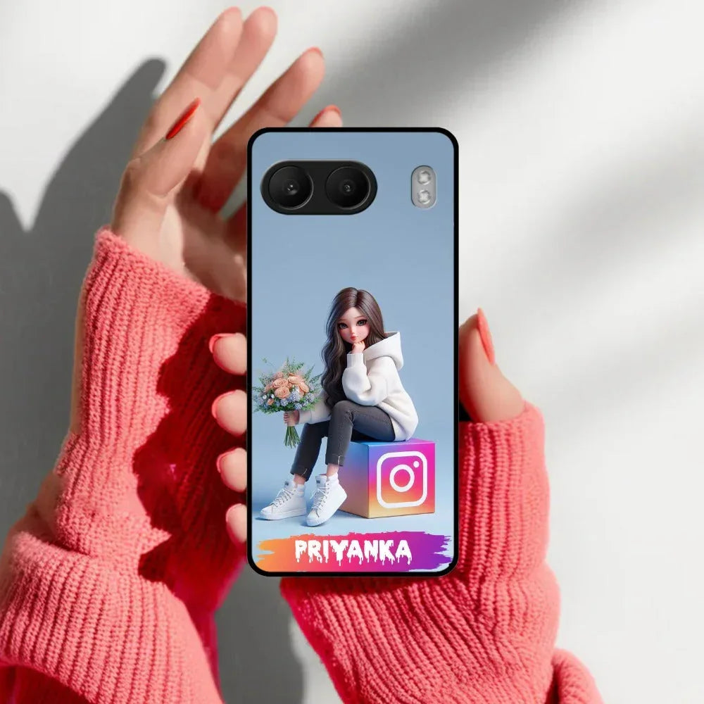 Girl With Flower Glossy Metal Case Cover For OnePlus - ShopOnCliQ