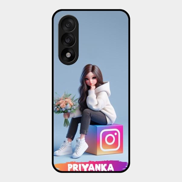 Girl With Flower Glossy Metal Case Cover For Oneplus Nord 5 5G
