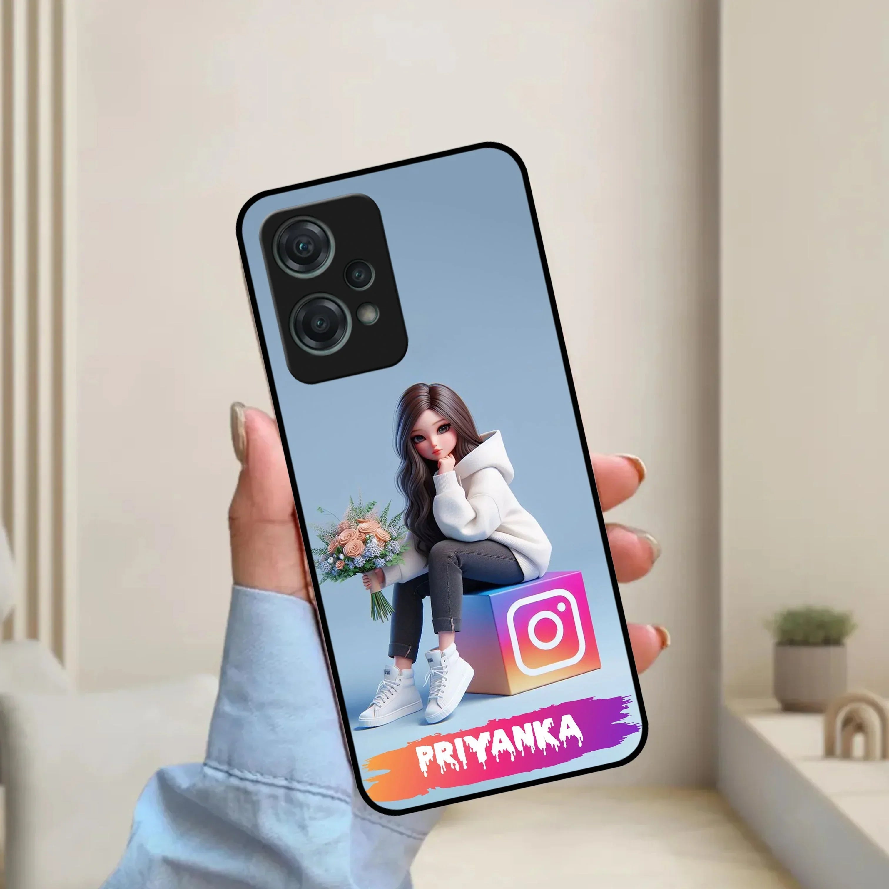 Girl With Flower Glossy Metal Case Cover For OnePlus - ShopOnCliQ