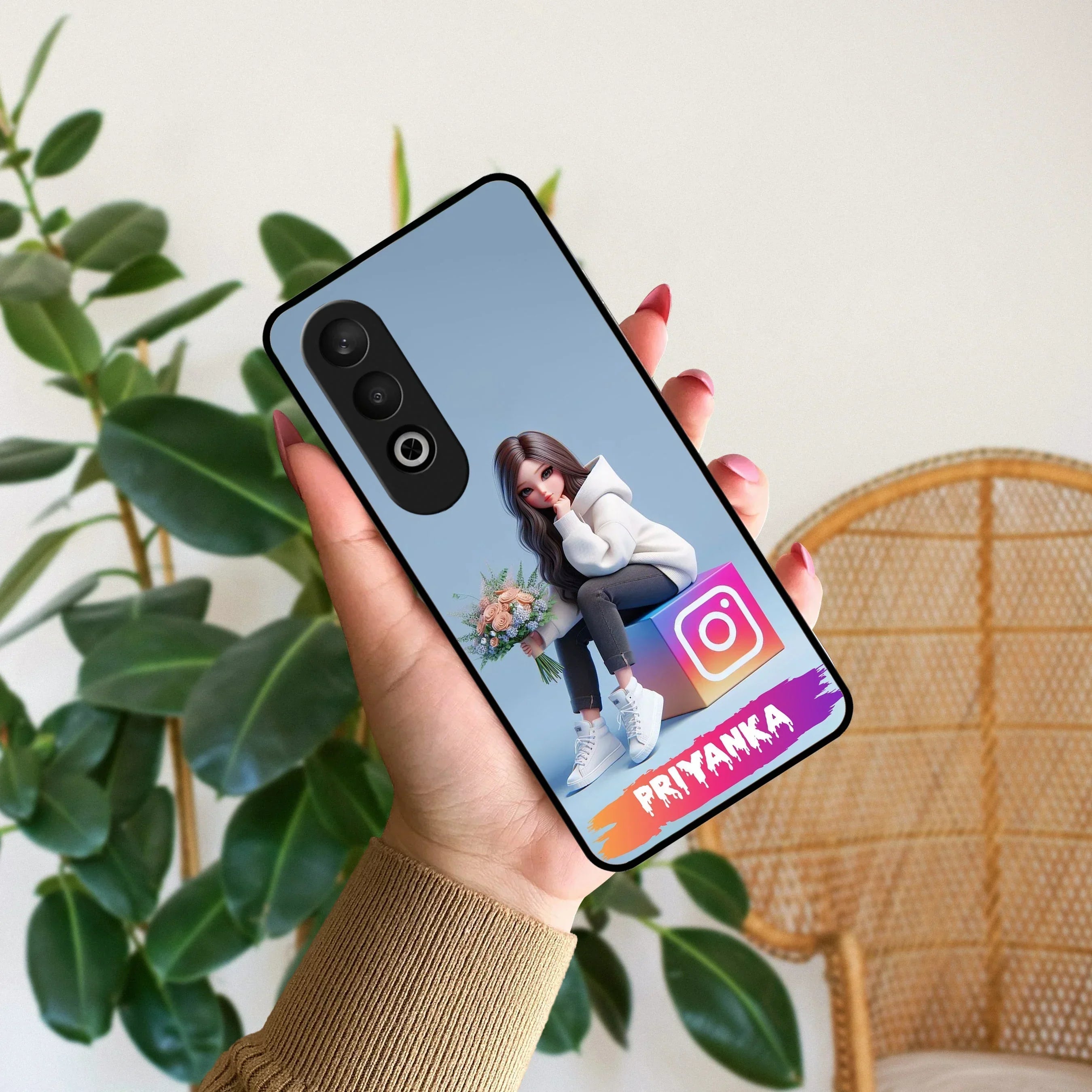Girl With Flower Glossy Metal Case Cover For OnePlus - ShopOnCliQ