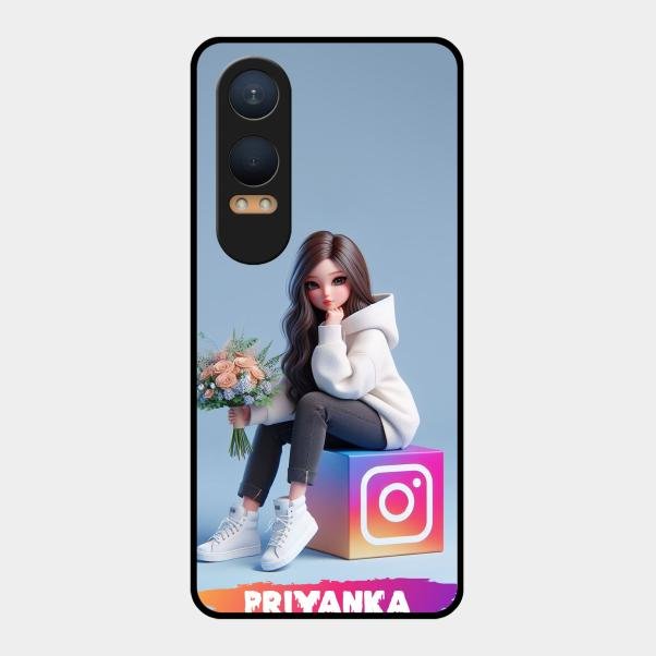 Girl With Flower Glossy Metal Case Cover For Oneplus Nord Ce 4 Lite 5G