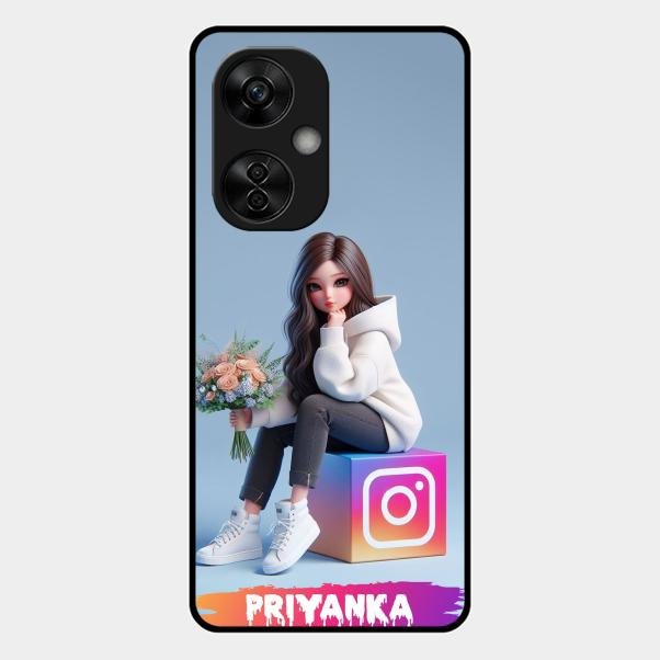 Girl With Flower Glossy Metal Case Cover For Oneplus Nord Ce5 5G