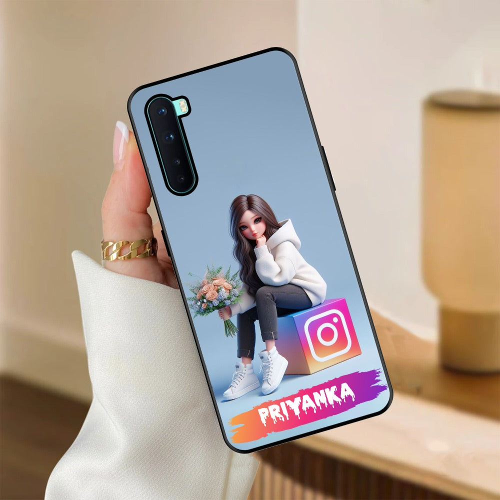 Girl With Dog Glossy Metal Case Cover For OnePlus