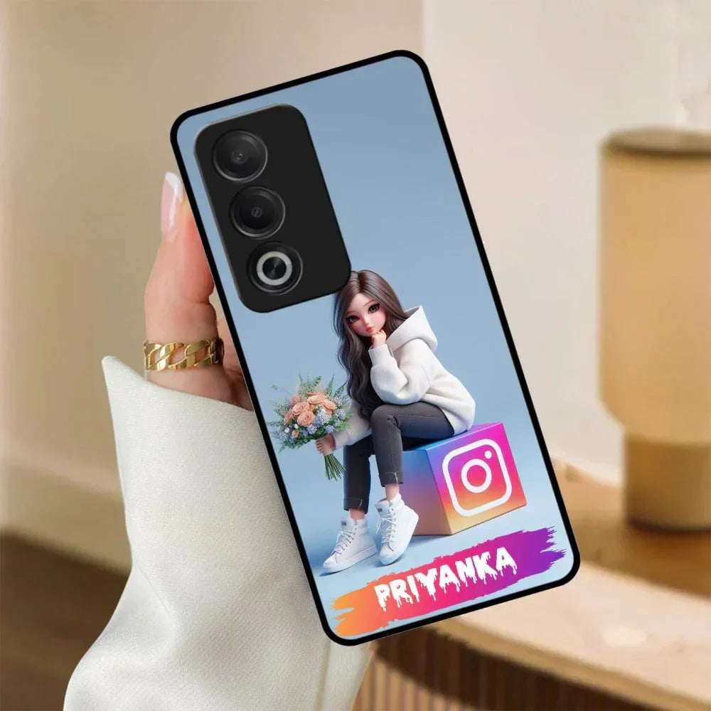 Girl With Flower Glossy Metal Case Cover For Oppo - ShopOnCliQ