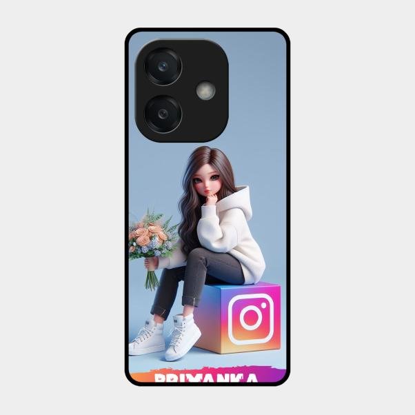 Girl With Flower Glossy Metal Case Cover For Oppo A3X 5G