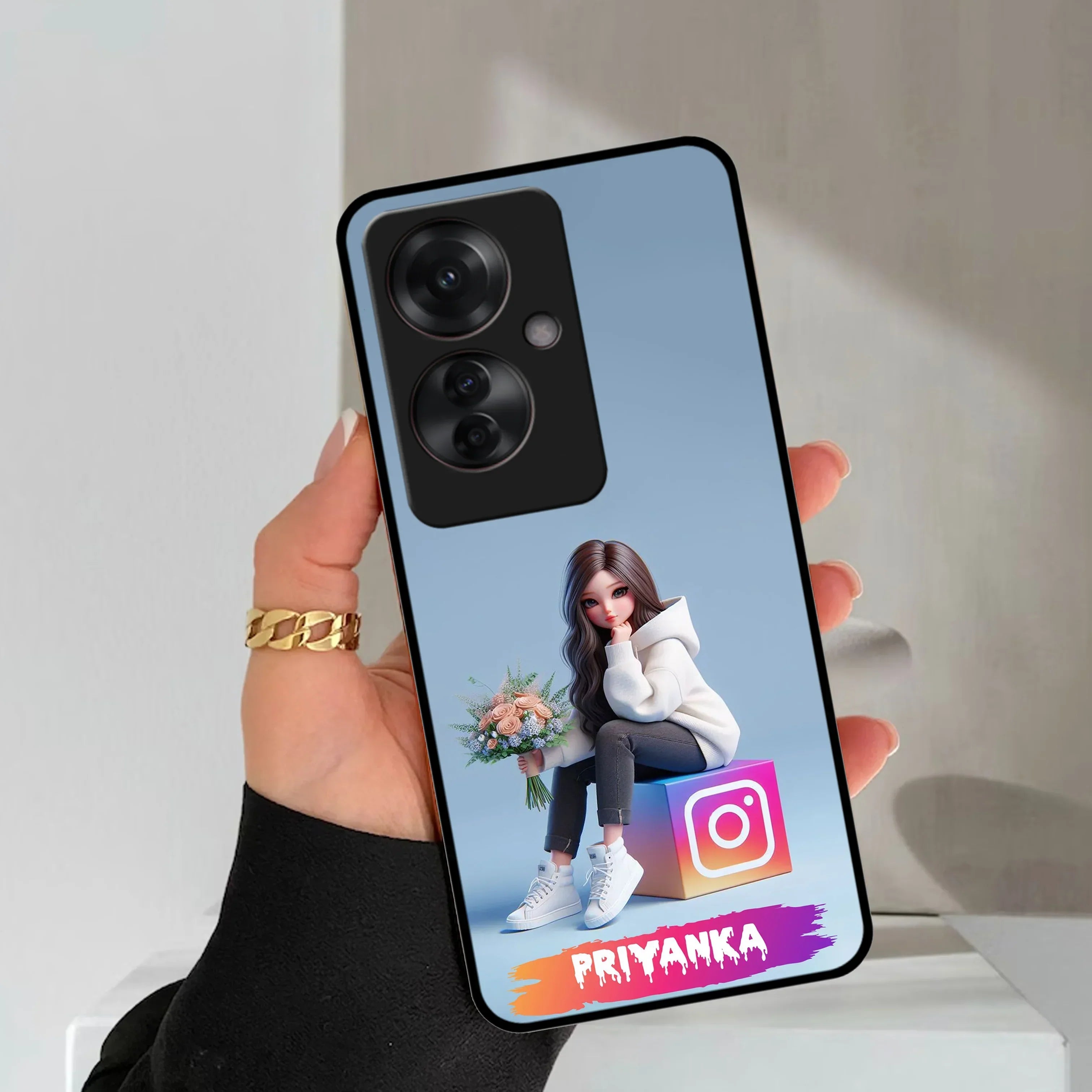 Girl With Flower Glossy Metal Case Cover For Oppo - ShopOnCliQ