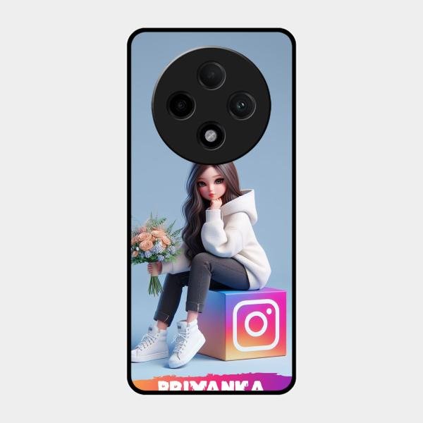 Girl With Flower Glossy Metal Case Cover For Oppo F27 Pro Plus 5G