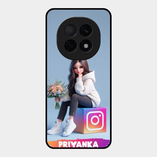 Girl With Flower Glossy Metal Case Cover For Oppo F29 Pro 5G