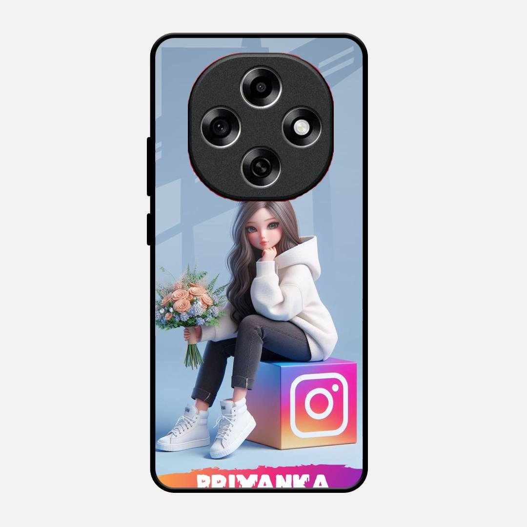 Girl With Flower Glossy Metal Case Cover For Oppo F31 Pro 5G