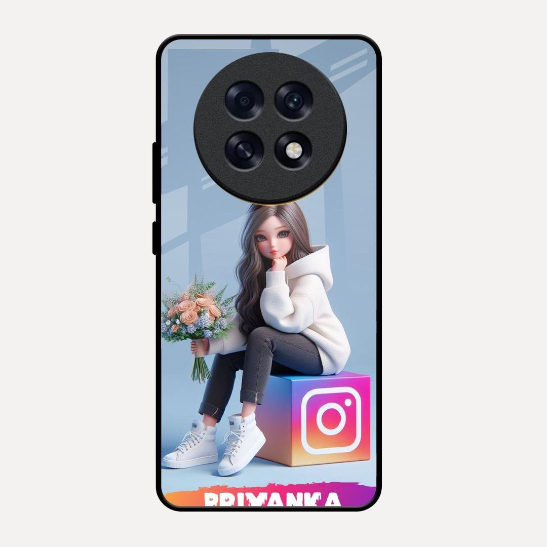 Girl With Flower Glossy Metal Case Cover For Oppo F31 Pro Plus 5G