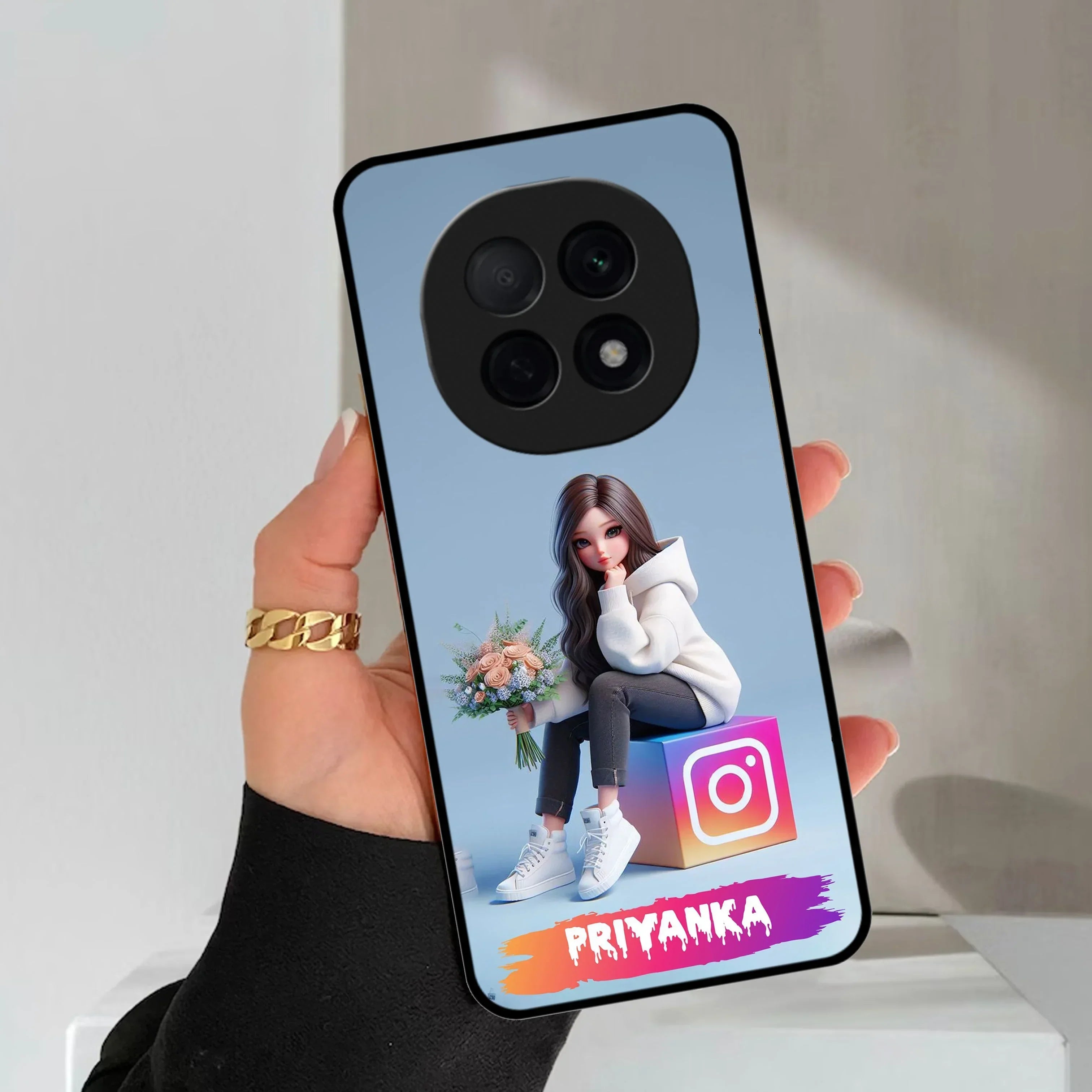 Girl With Flower Glossy Metal Case Cover For Oppo - ShopOnCliQ