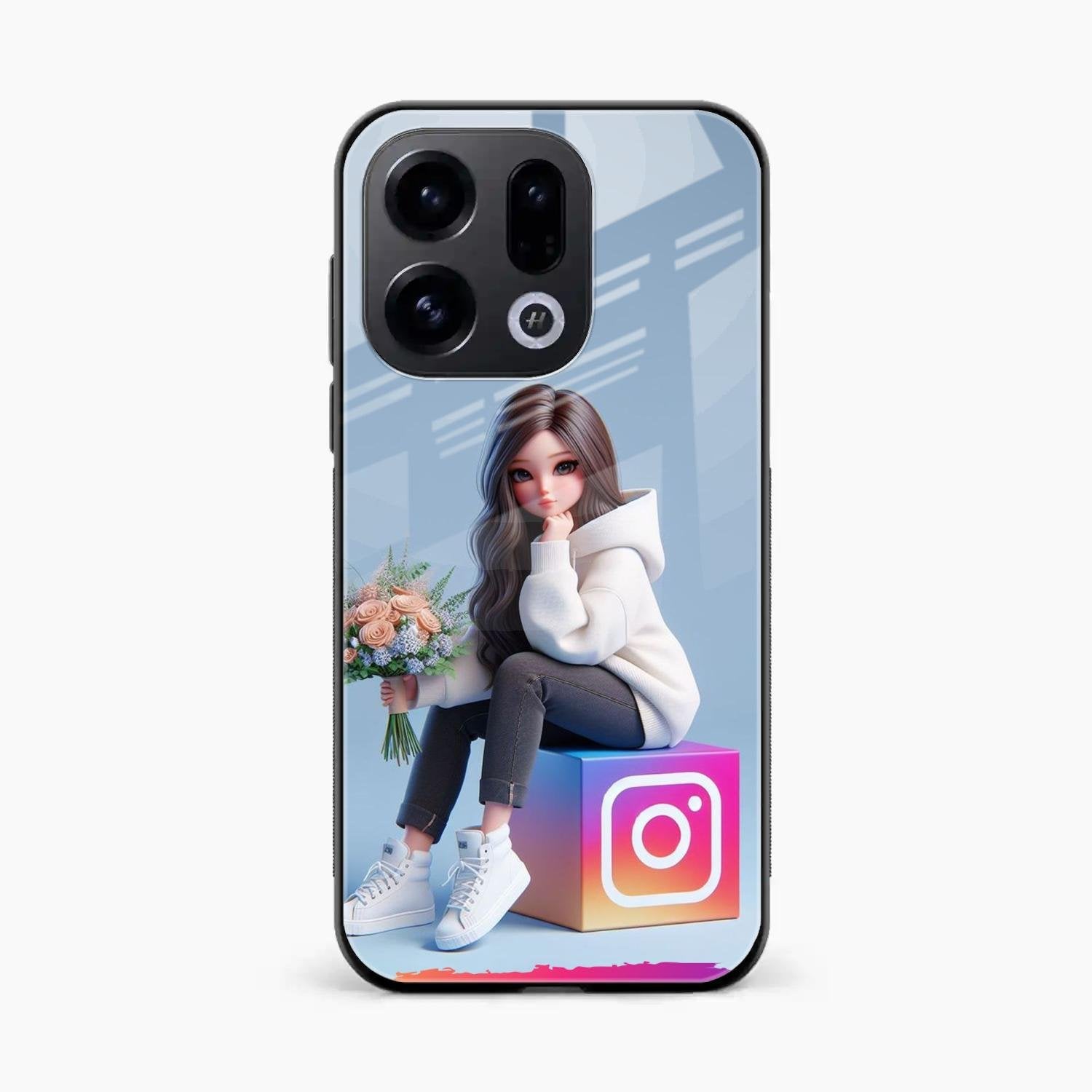 Girl With Flower Glossy Metal Case Cover For Oppo Find X9 5G