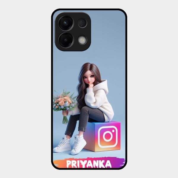 Girl With Flower Glossy Metal Case Cover For Oppo K13 5G