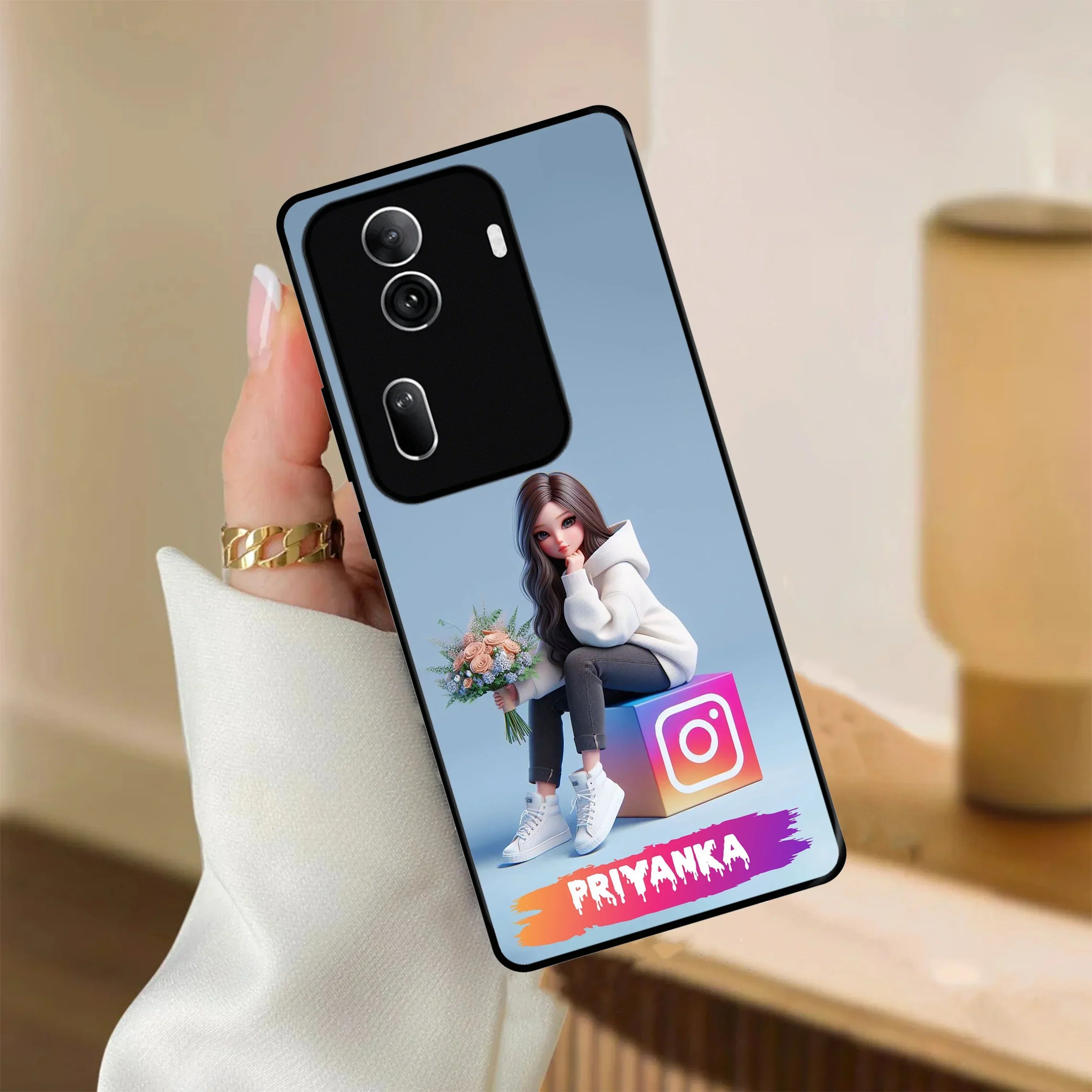 Girl With Flower Glossy Metal Case Cover For Oppo - ShopOnCliQ