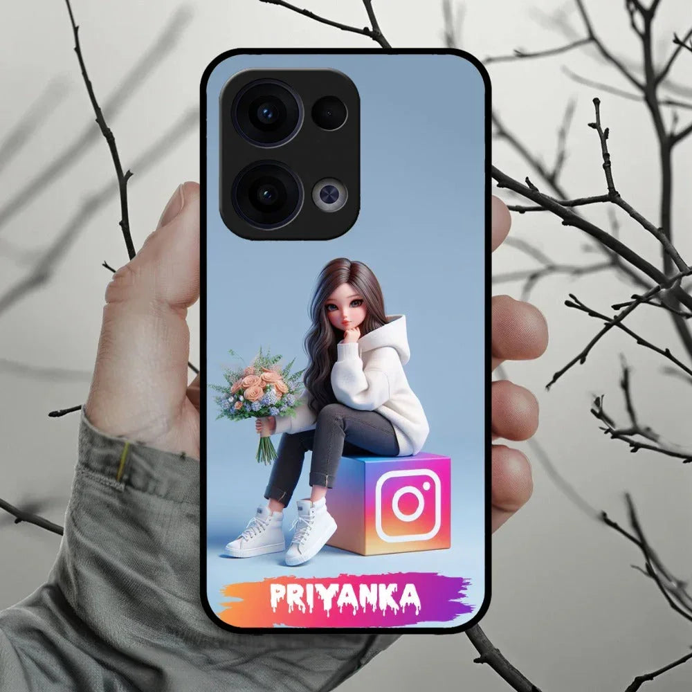 Girl With Flower Glossy Metal Case Cover For Oppo - ShopOnCliQ