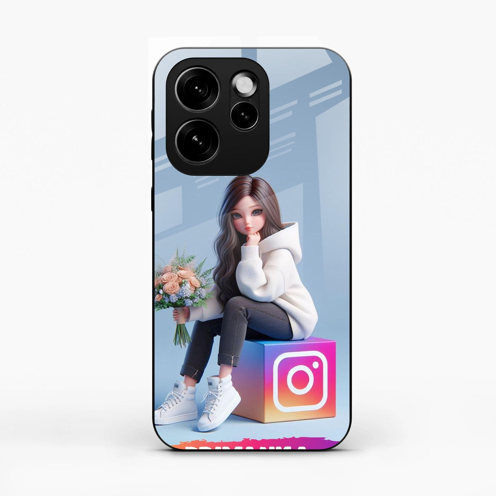 Girl With Flower Glossy Metal Case Cover For Oppo Reno15 Pro 5G