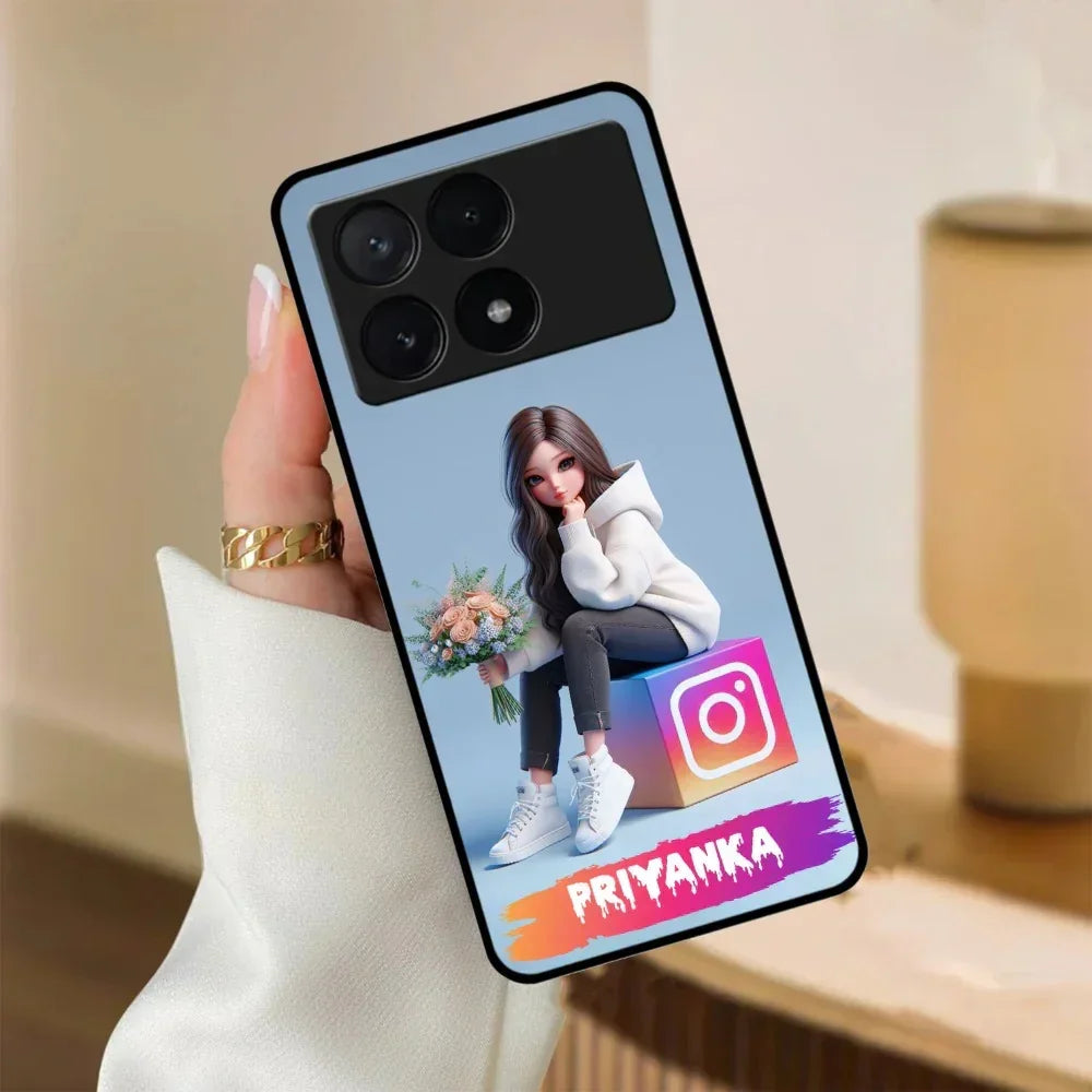 Girl With Flower Glossy Metal Case Cover For Poco - ShopOnCliQ