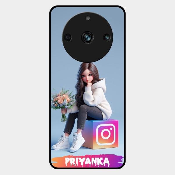 Girl With Flower Glossy Metal Case Cover For Realme 11 Pro 5G