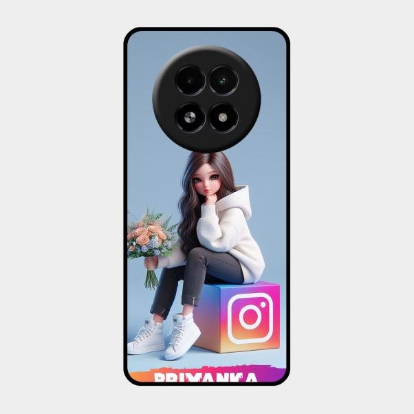 Girl With Flower Glossy Metal Case Cover For Realme 13 5G