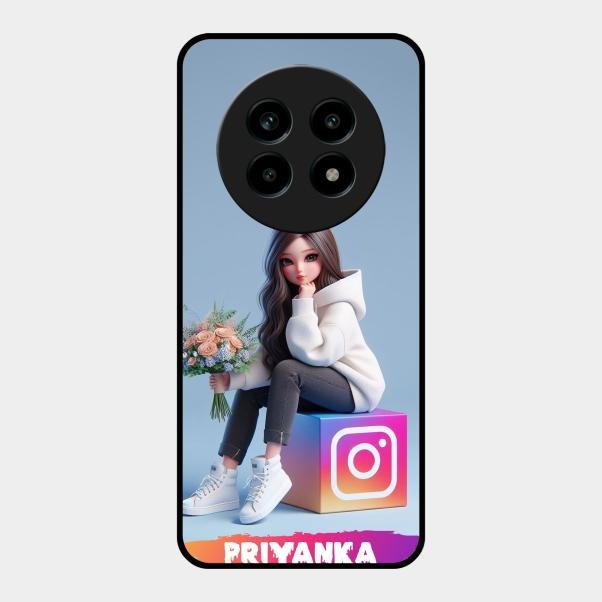 Girl With Flower Glossy Metal Case Cover For Realme 13 Pro Plus 5G