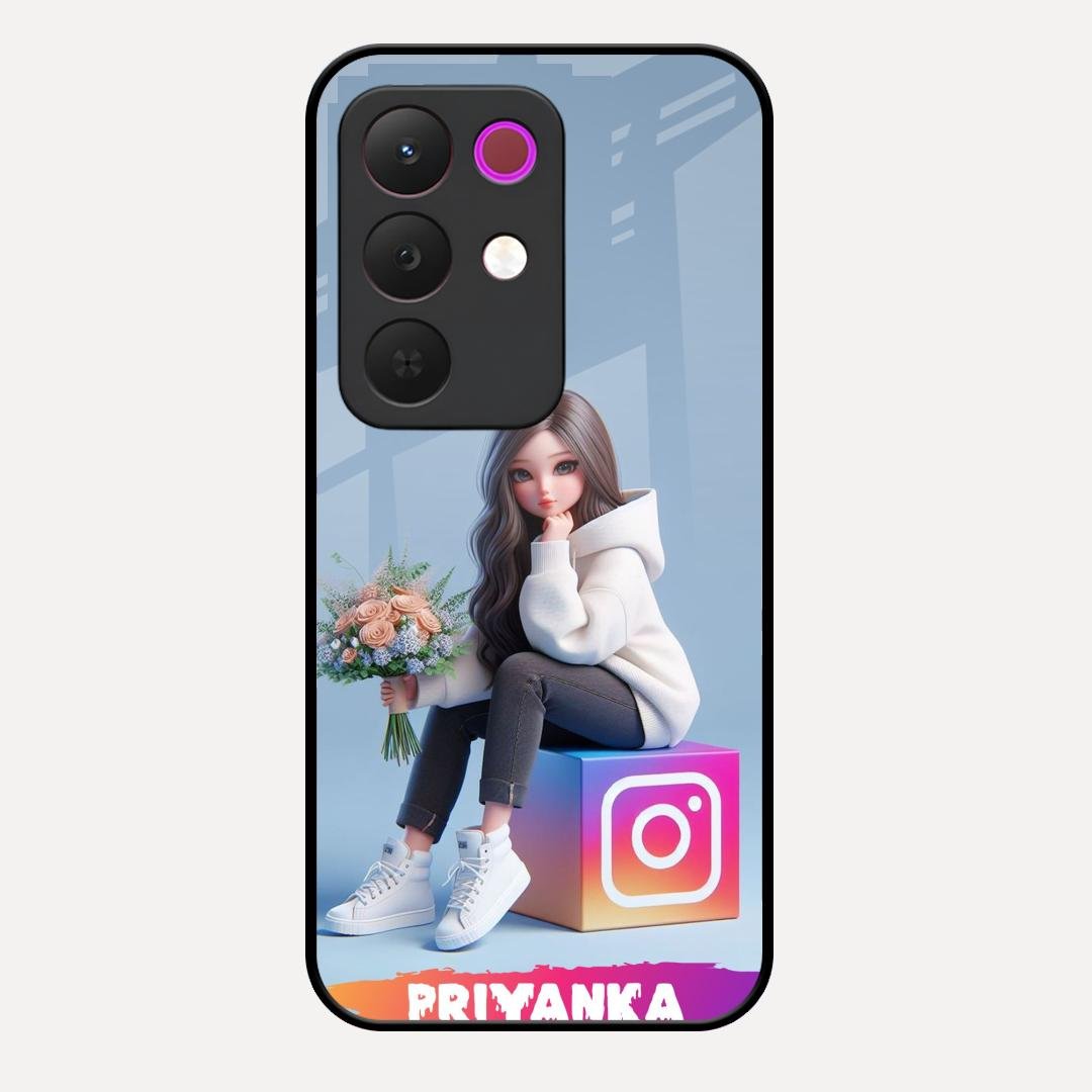 Girl With Flower Glossy Metal Case Cover For Realme 15X 5G