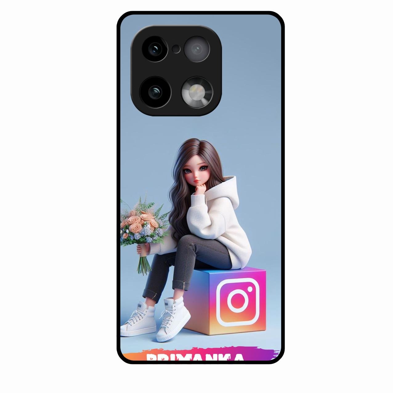 Girl With Flower Glossy Metal Case Cover For Realme 16 Pro Plus 5G
