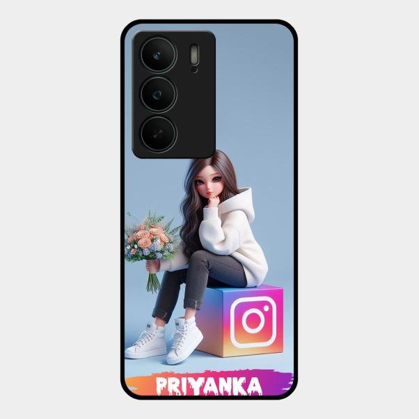 Girl With Flower Glossy Metal Case Cover For Realme C75 5G