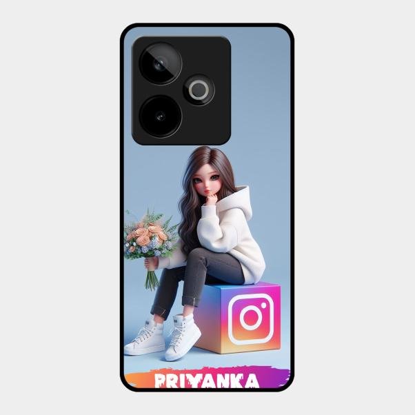 Girl With Flower Glossy Metal Case Cover For Realme Gt 7 5G