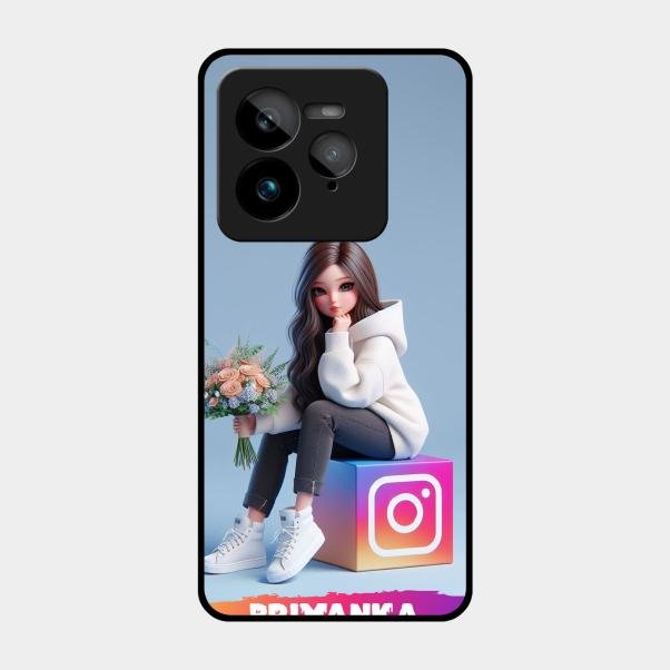 Girl With Flower Glossy Metal Case Cover For Realme Gt 7 Pro