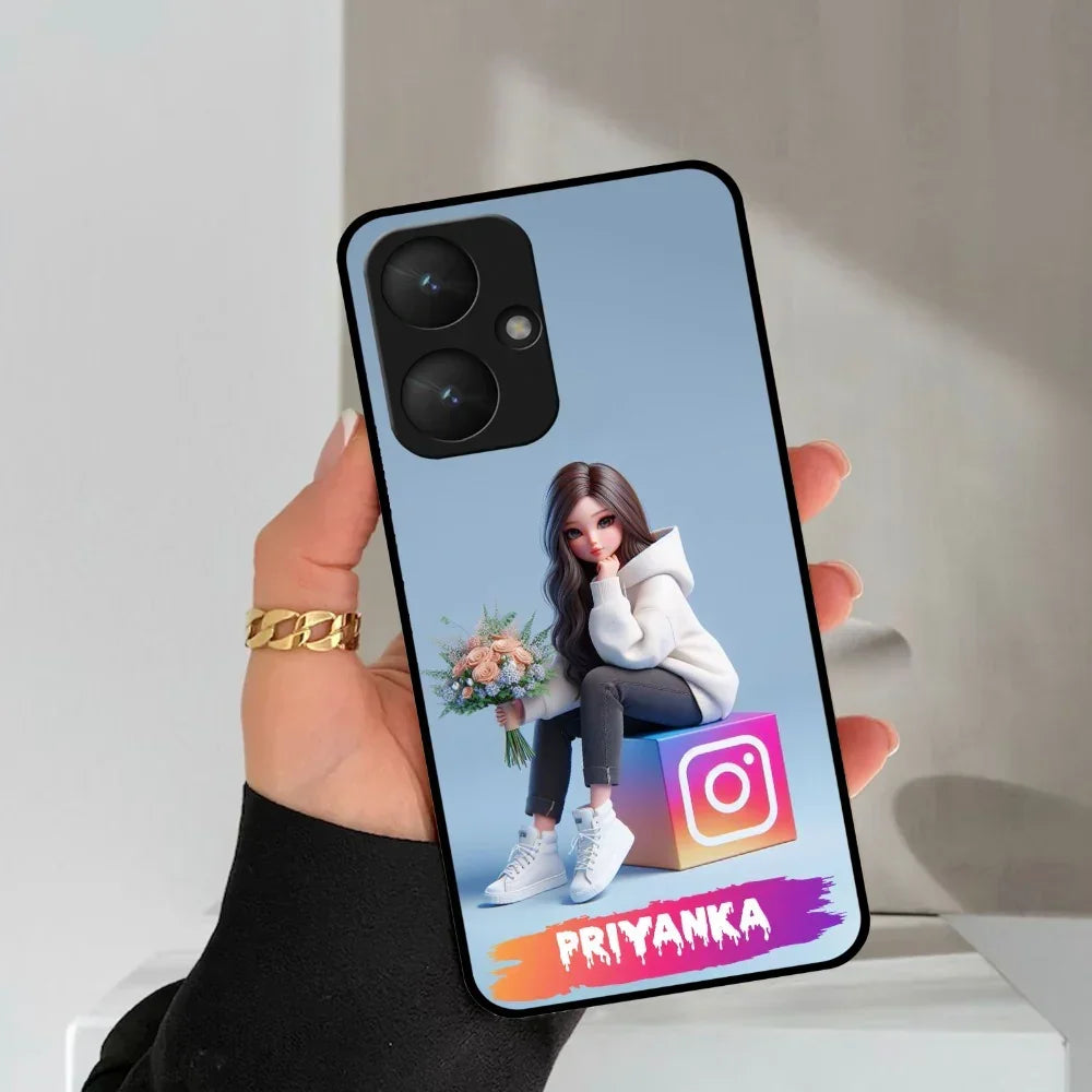 Girl With Flower Glossy Metal Case Cover For Redmi - ShopOnCliQ