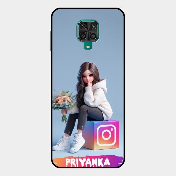 Girl With Flower Glossy Metal Case Cover For Redmi Note 10 Lite