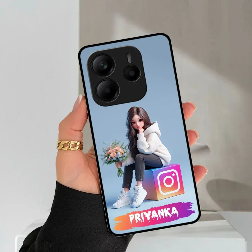 Girl With Flower Glossy Metal Case Cover For Redmi - ShopOnCliQ