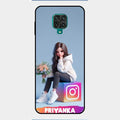 Girl With Flower Glossy Metal Case Cover For Redmi Note 9 Pro