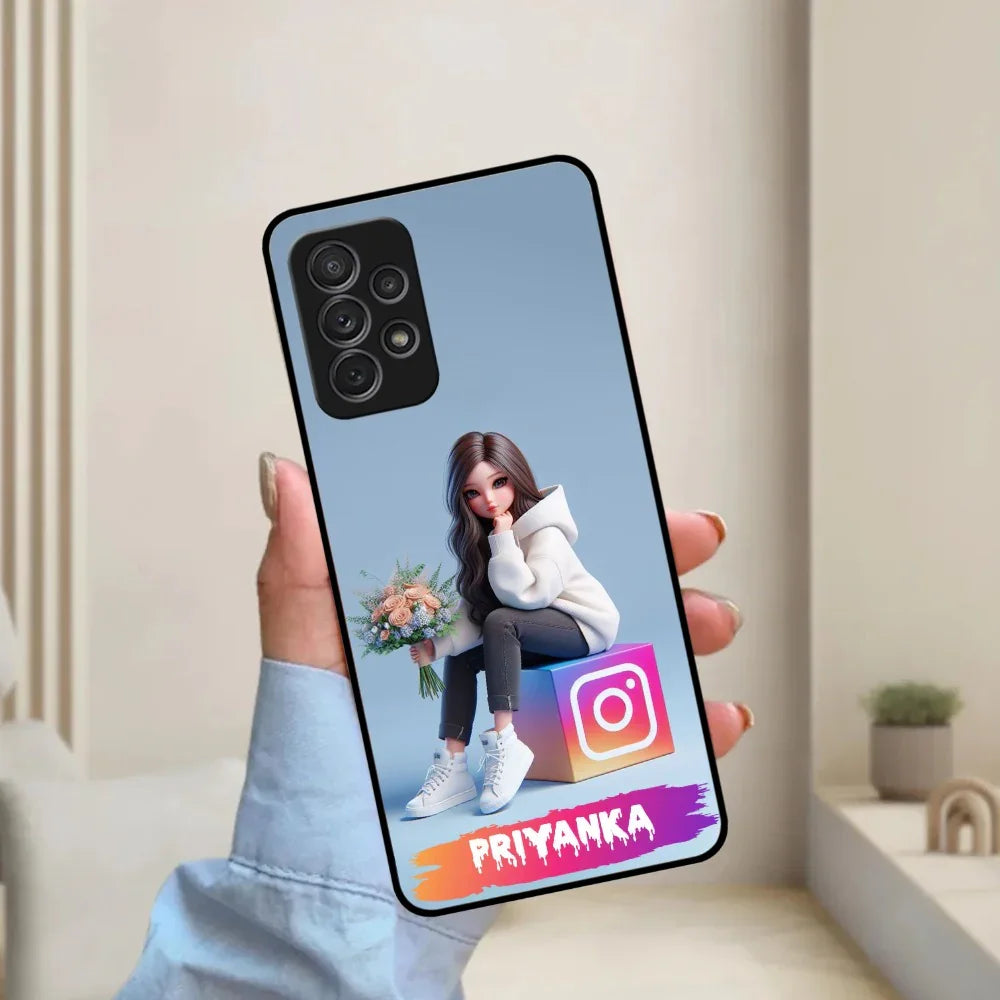 Girl With Flower Glossy Metal Case Cover For Samsung - ShopOnCliQ