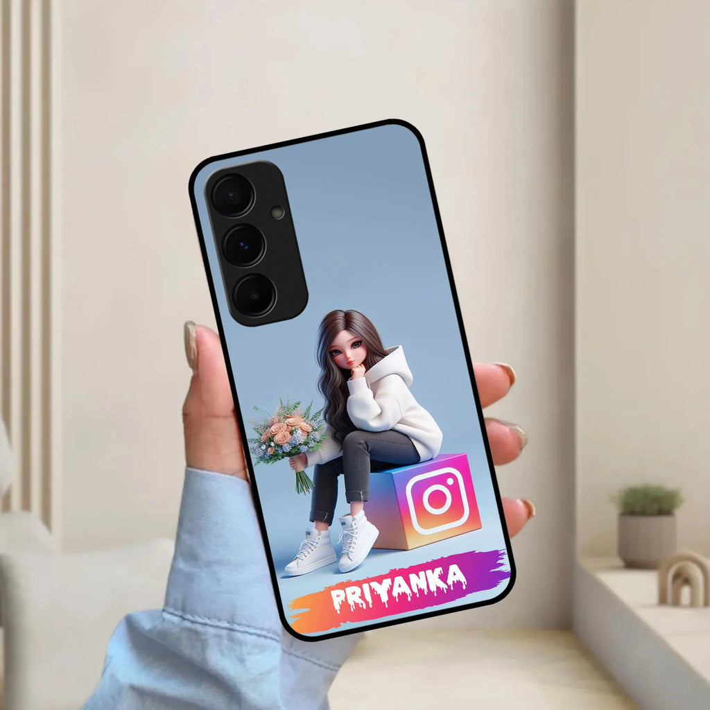 Girl With Flower Glossy Metal Case Cover For Samsung - ShopOnCliQ