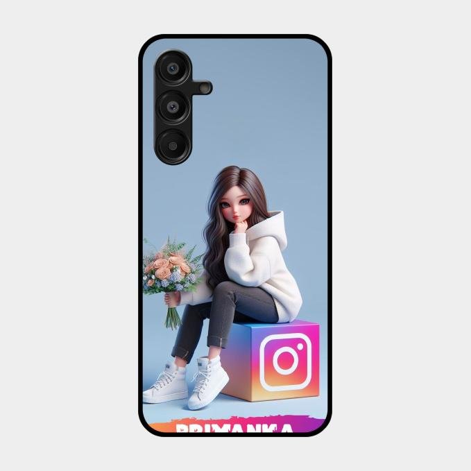 Girl With Flower Glossy Metal Case Cover For Samsung Galaxy A16 5G