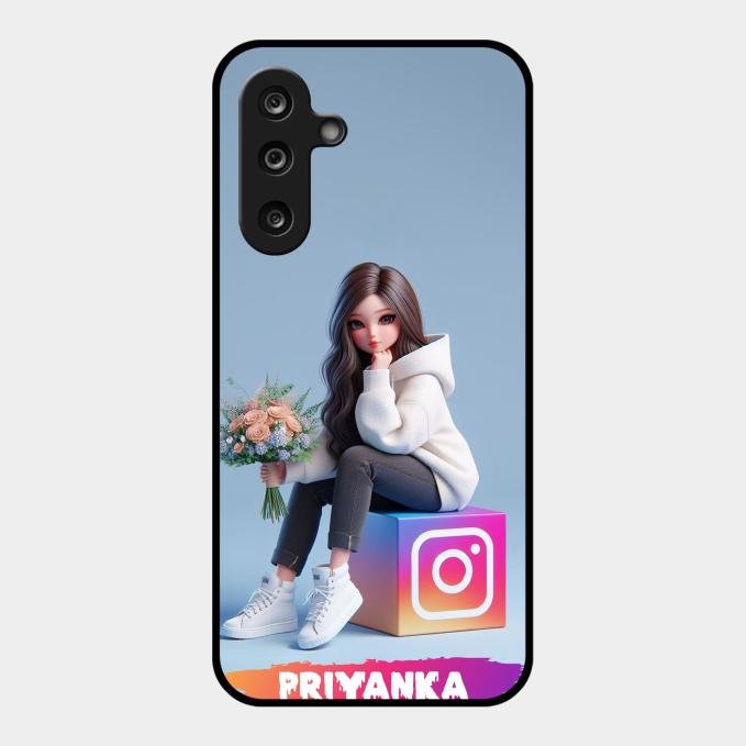Girl With Flower Glossy Metal Case Cover For Samsung Galaxy M16 5G