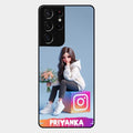 Girl With Flower Glossy Metal Case Cover For Samsung Galaxy S21 Ultra