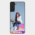 Girl With Flower Glossy Metal Case Cover For Samsung Galaxy S21