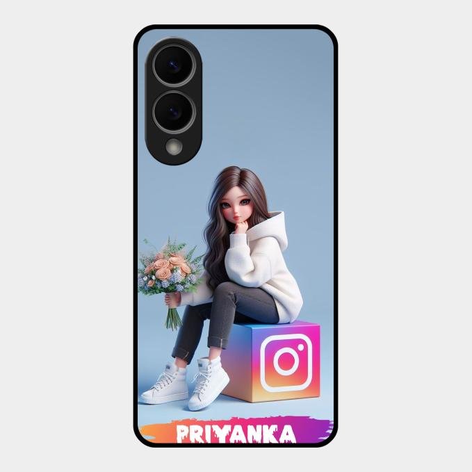 Girl With Flower Glossy Metal Case Cover For Samsung Galaxy S25 Edge 5G