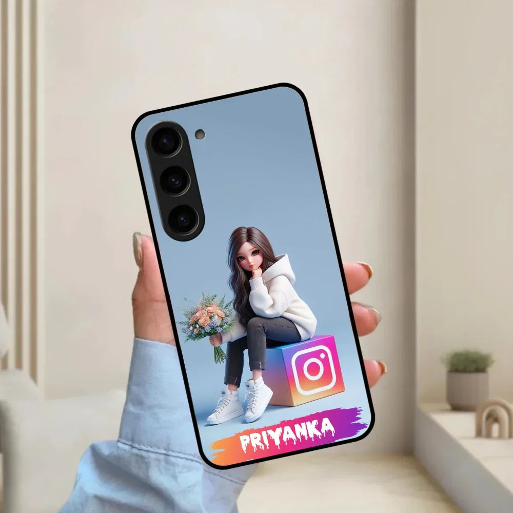 Girl With Flower Glossy Metal Case Cover For Samsung - ShopOnCliQ