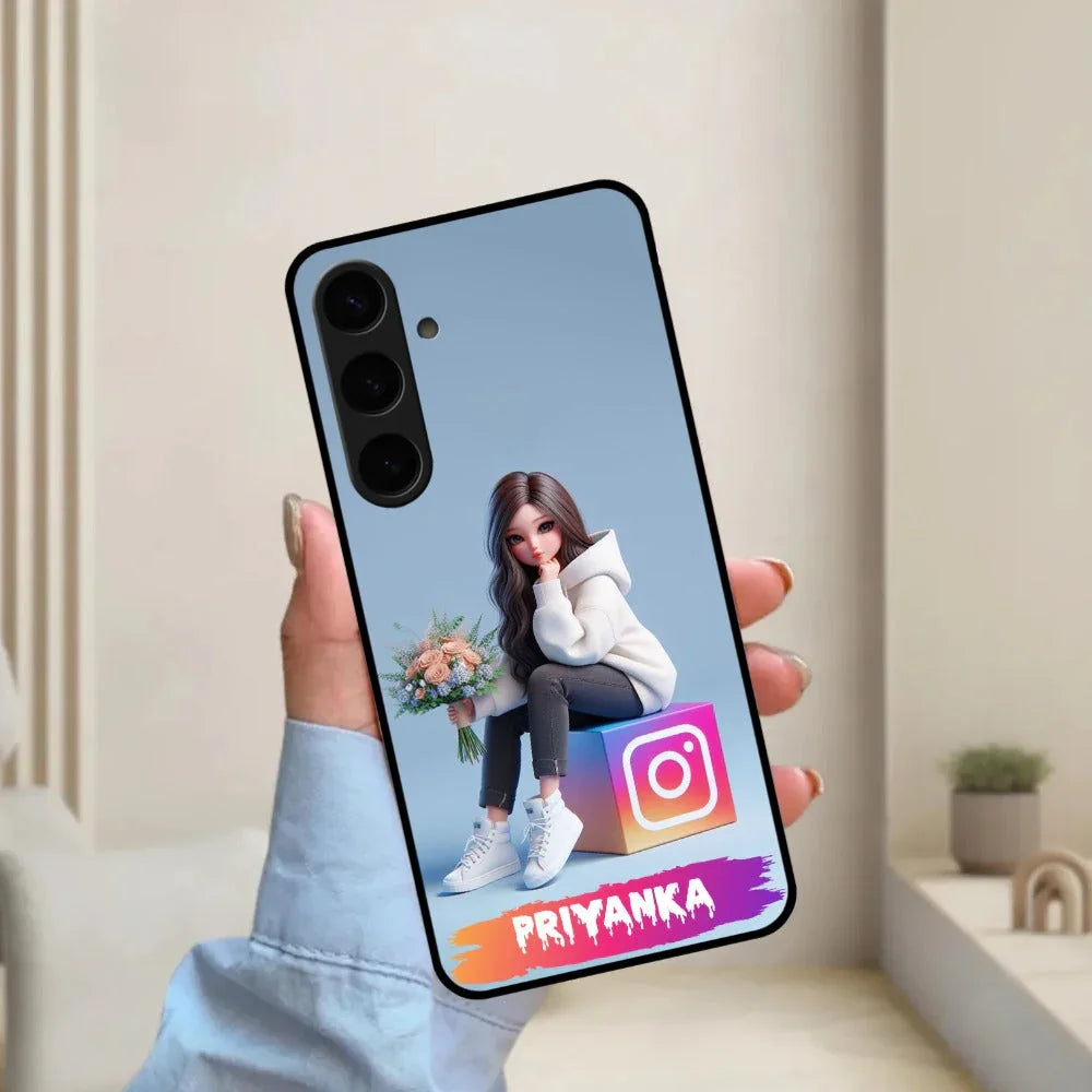 Girl With Flower Glossy Metal Case Cover For Samsung - ShopOnCliQ