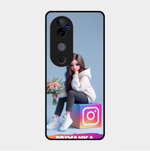 Girl With Flower Glossy Metal Case Cover For Vivo V40 Pro 5G