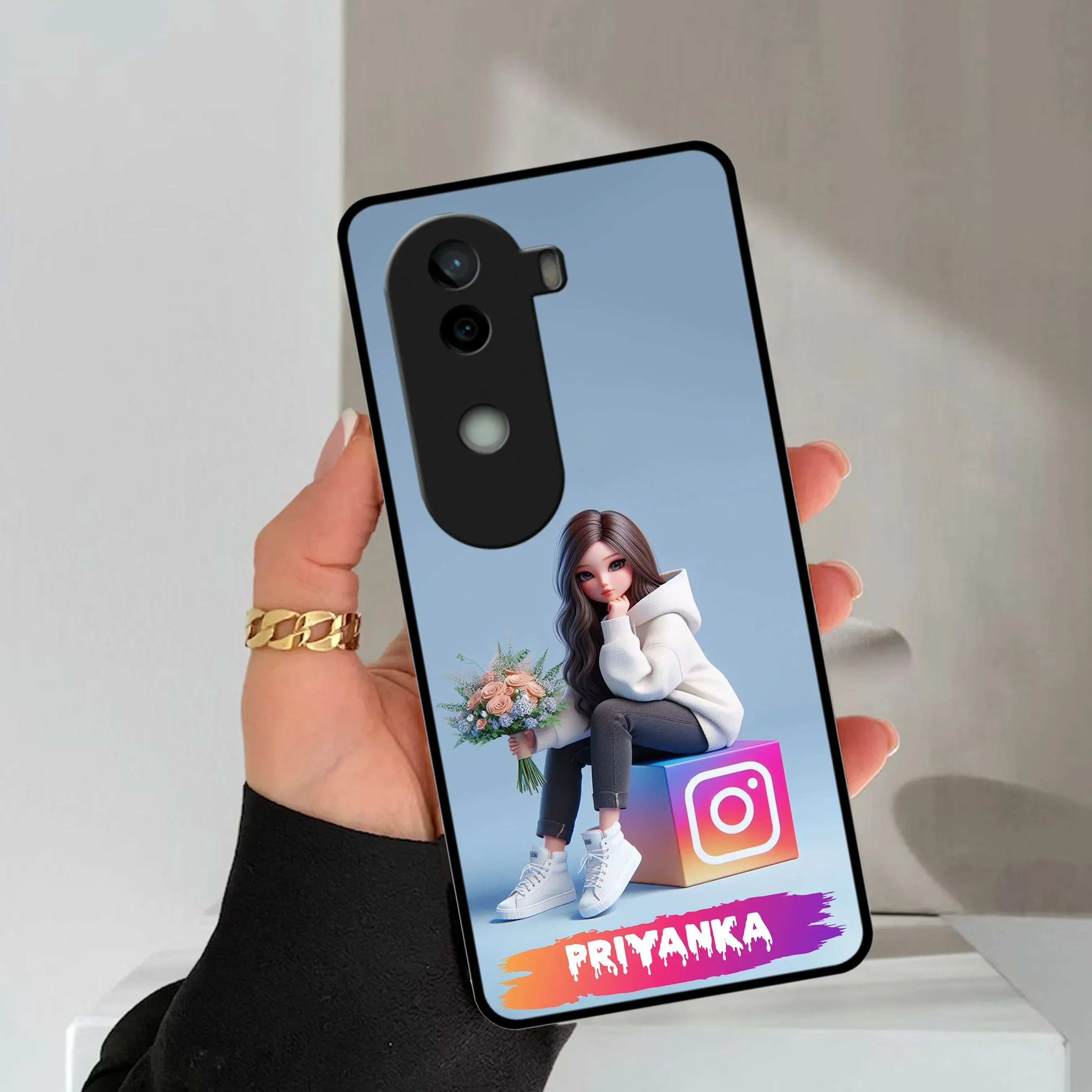 Girl With Flower Glossy Metal Case Cover For Vivo - ShopOnCliQ