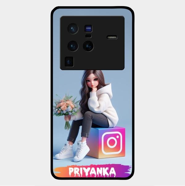 Girl With Flower Glossy Metal Case Cover For Vivo X80 Pro 5G