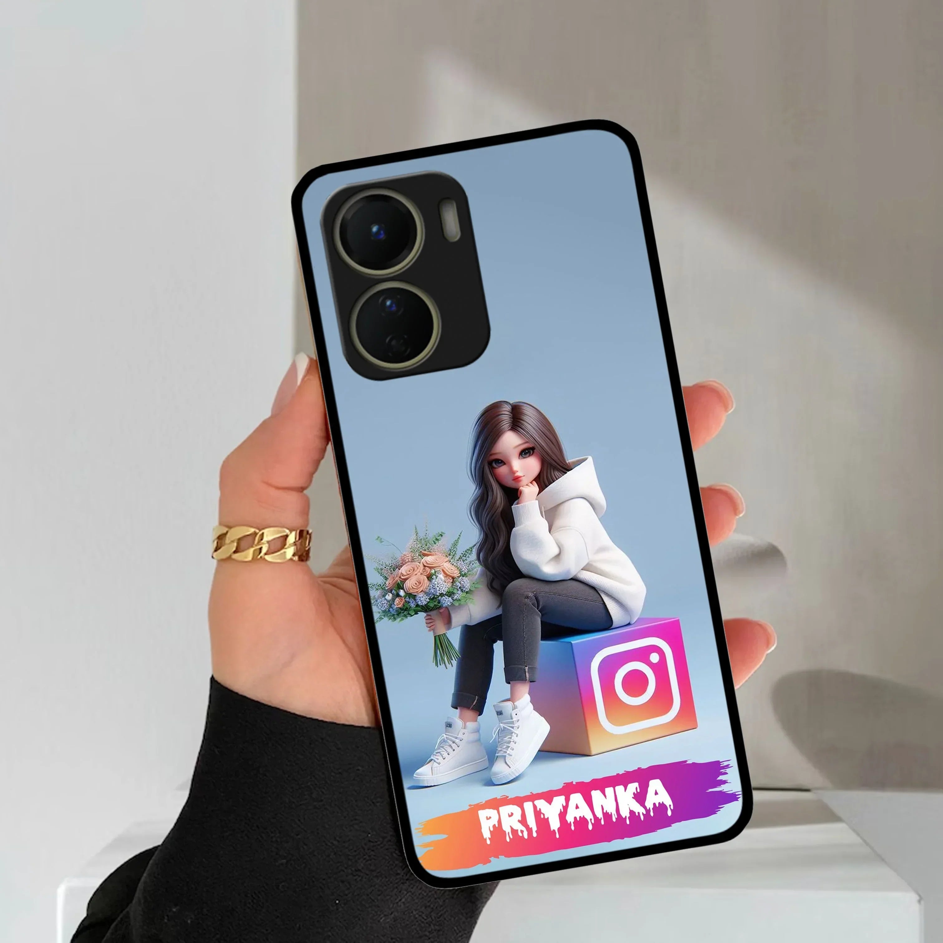 Girl With Flower Glossy Metal Case Cover For Vivo - ShopOnCliQ